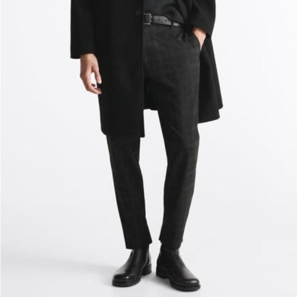 Zara slim fit stretch pants in charcoal grey